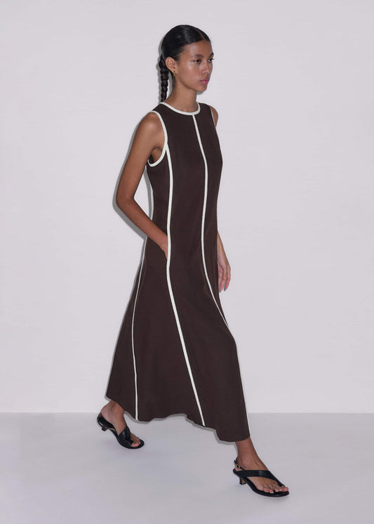 ME+EM Brown Crease-Less Linen Effortless Maxi Dress