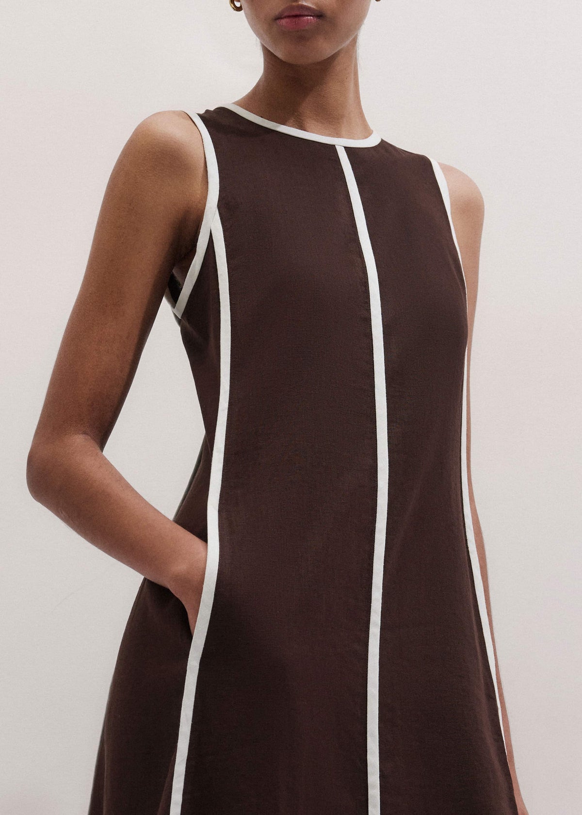 ME+EM Brown Crease-Less Linen Effortless Maxi Dress