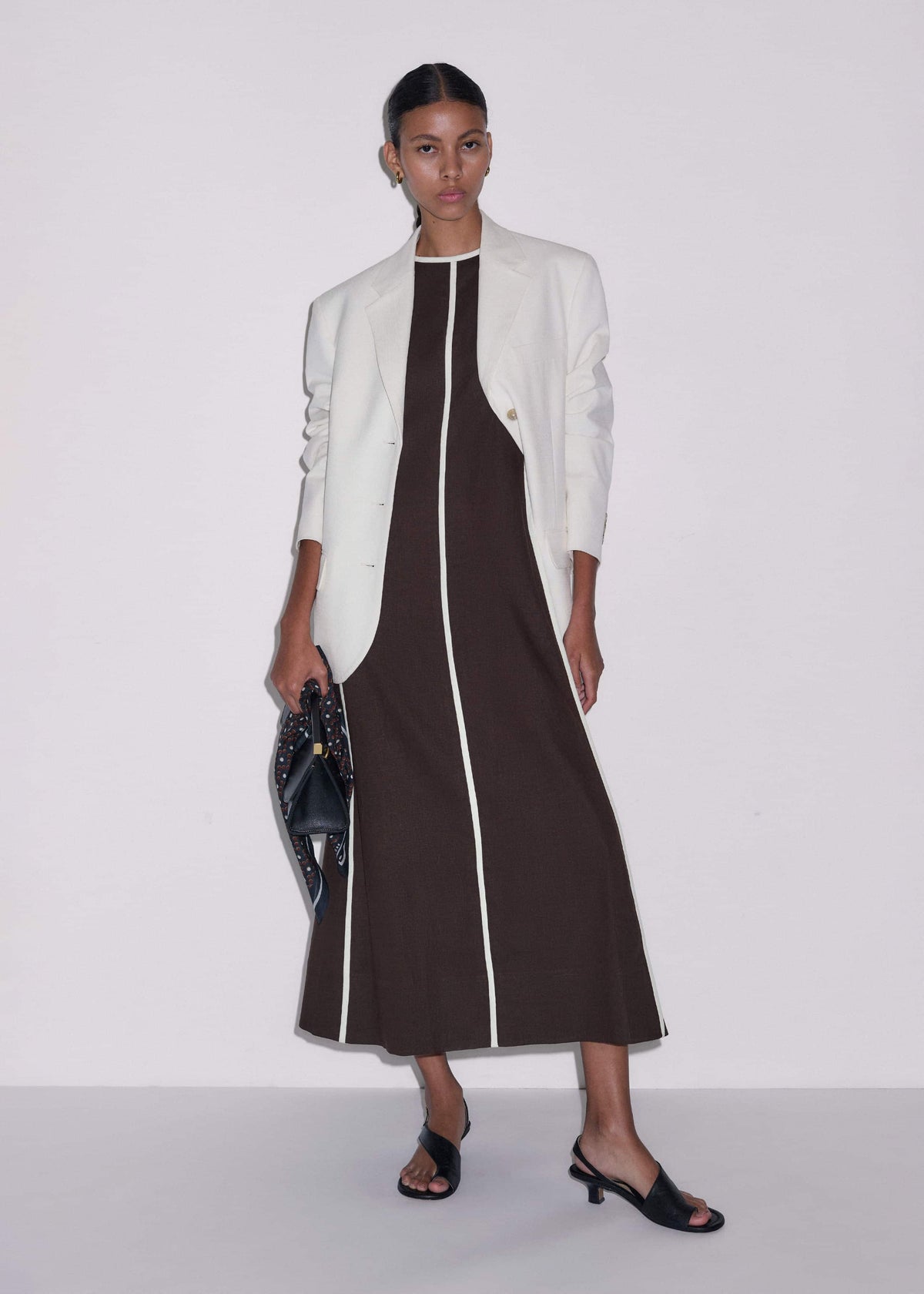 ME+EM Brown Crease-Less Linen Effortless Maxi Dress