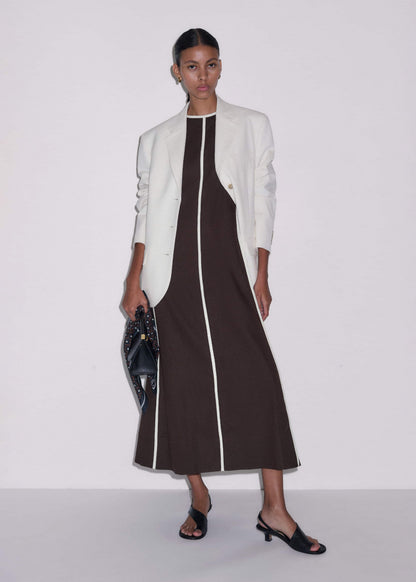 ME+EM Brown Crease-Less Linen Effortless Maxi Dress