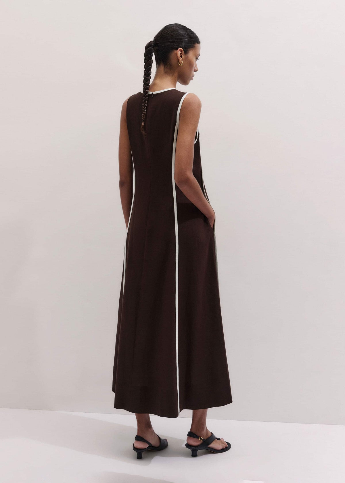 ME+EM Brown Crease-Less Linen Effortless Maxi Dress