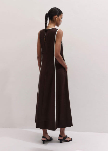 ME+EM Brown Crease-Less Linen Effortless Maxi Dress