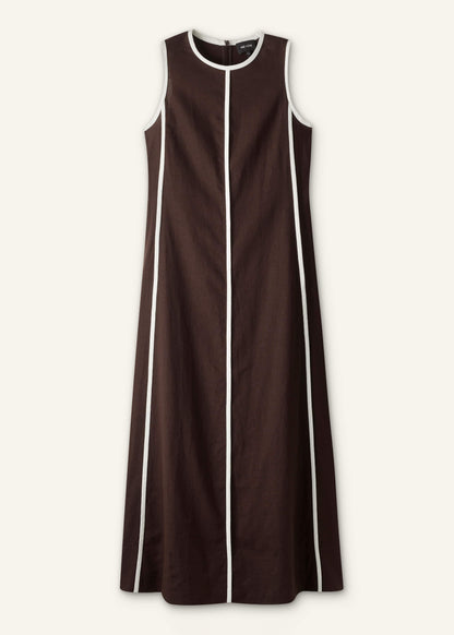 ME+EM Brown Crease-Less Linen Effortless Maxi Dress