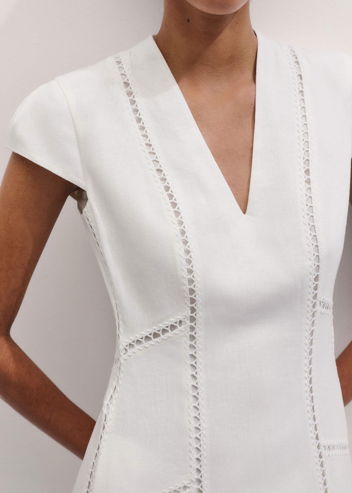 ME+EM White Crease-Less Linen Embroidered Maxi Dress