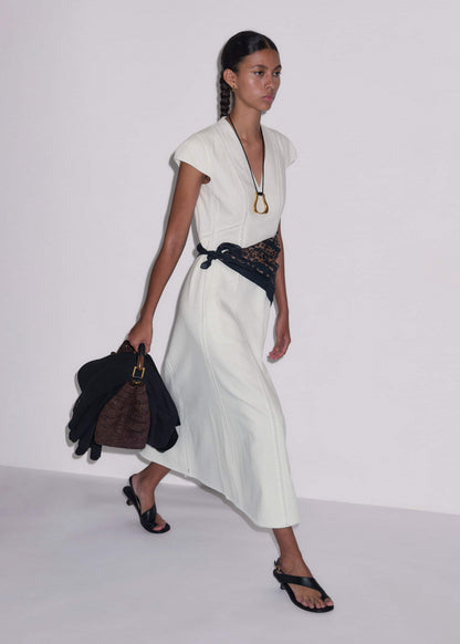 ME+EM White Crease-Less Linen Embroidered Maxi Dress