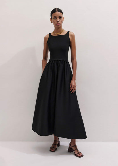 ME+EM Black Fit + Flare Maxi Dress