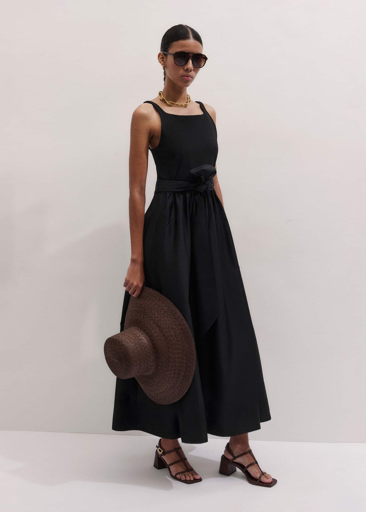 ME+EM Black Fit + Flare Maxi Dress