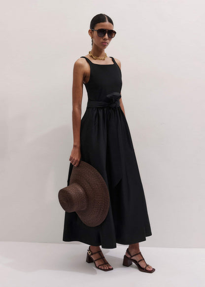 ME+EM Black Fit + Flare Maxi Dress