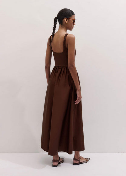 ME+EM Cinnamon Brown Fit + Flare Maxi Dress
