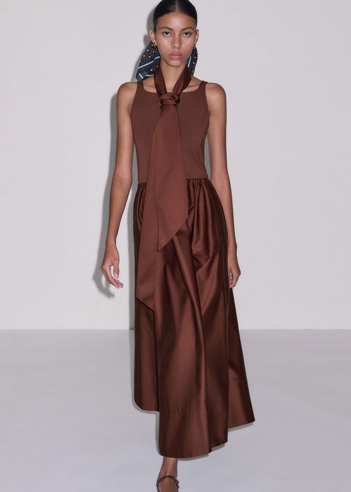 ME+EM Cinnamon Brown Fit + Flare Maxi Dress