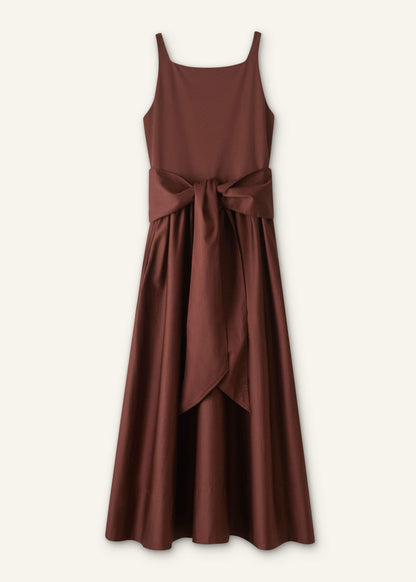 ME+EM Cinnamon Brown Fit + Flare Maxi Dress