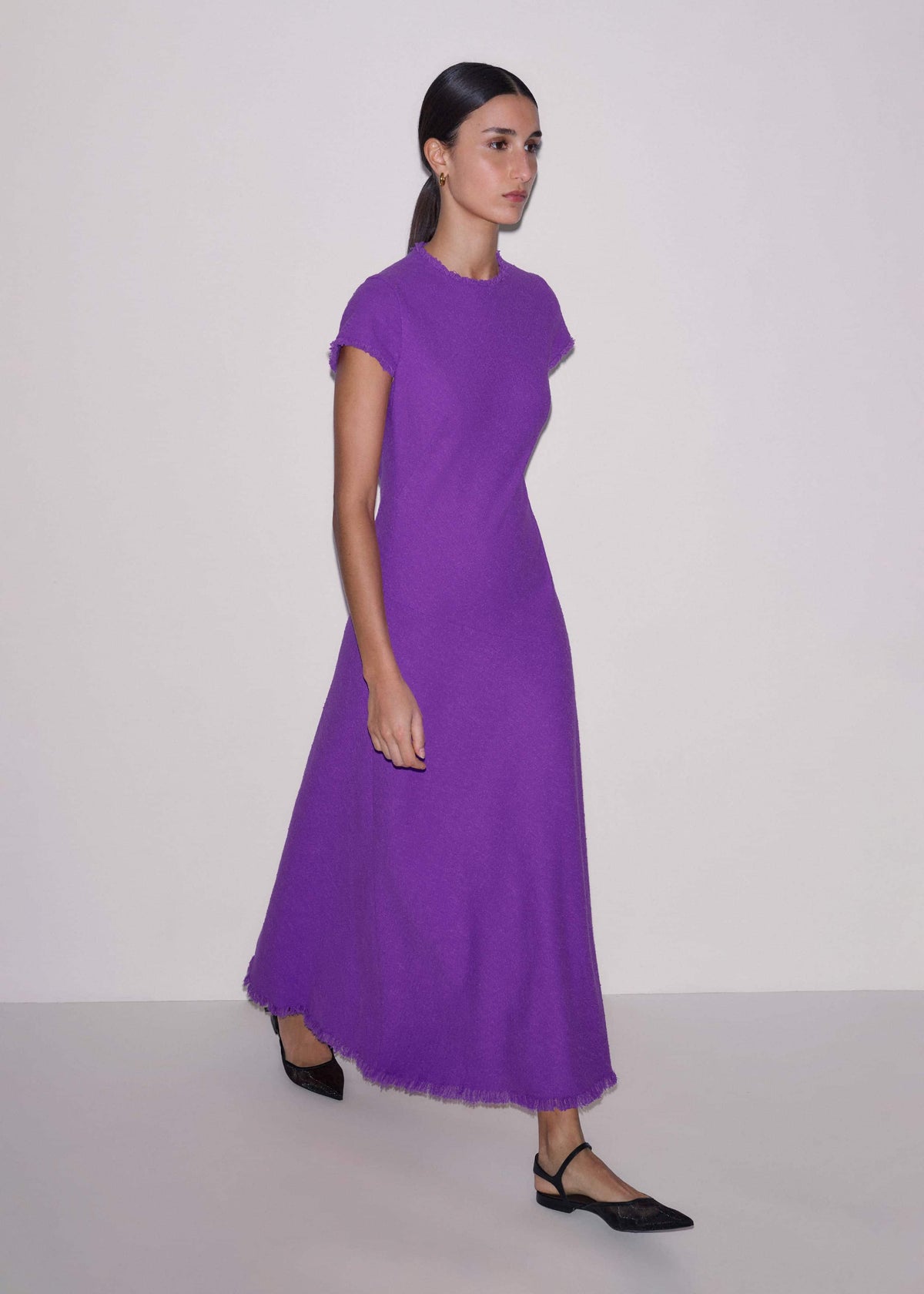 ME+EM Purple Bias Cut AM-PM Maxi Dress