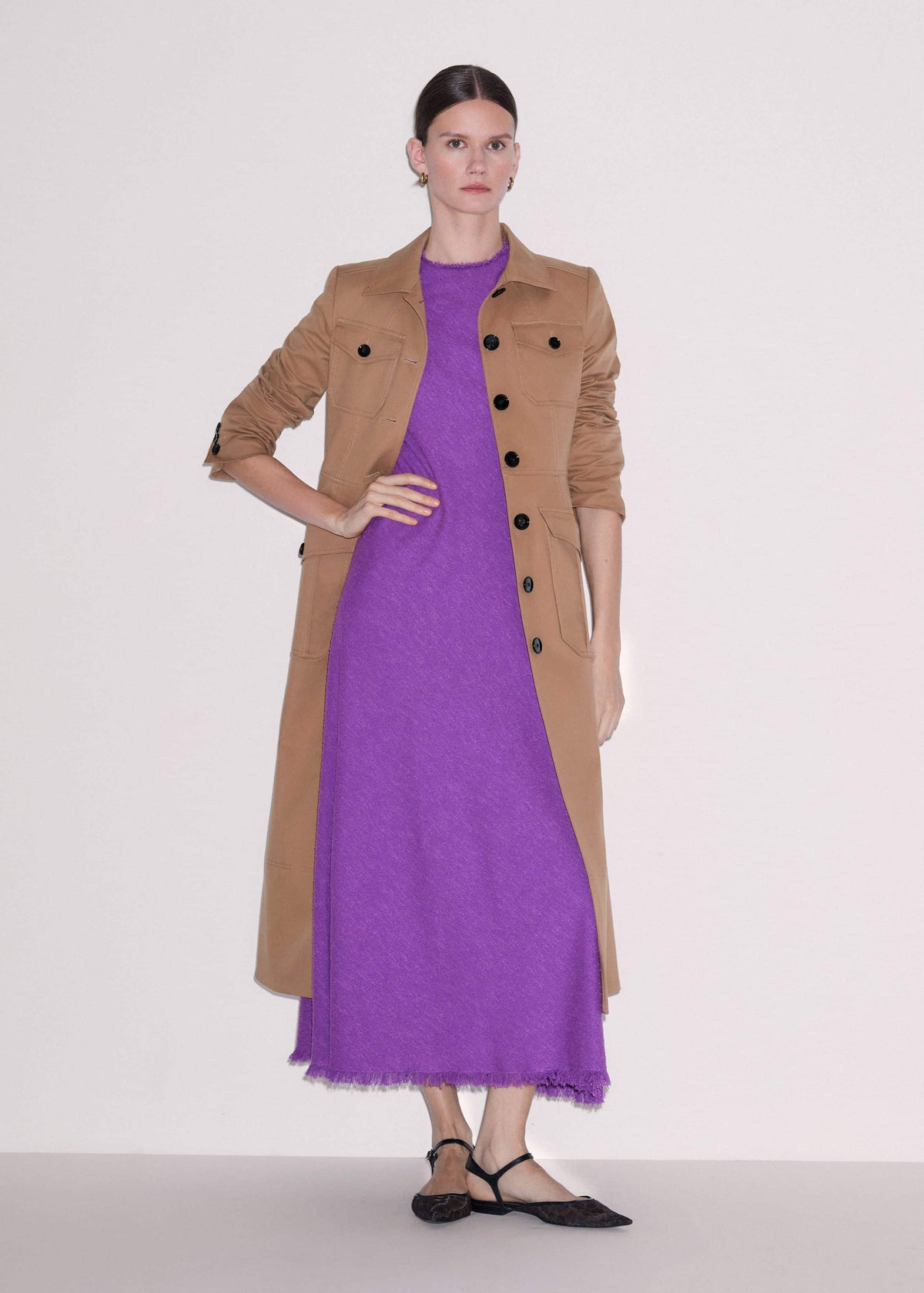 ME+EM Purple Bias Cut AM-PM Maxi Dress