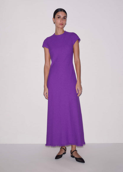 ME+EM Purple Bias Cut AM-PM Maxi Dress