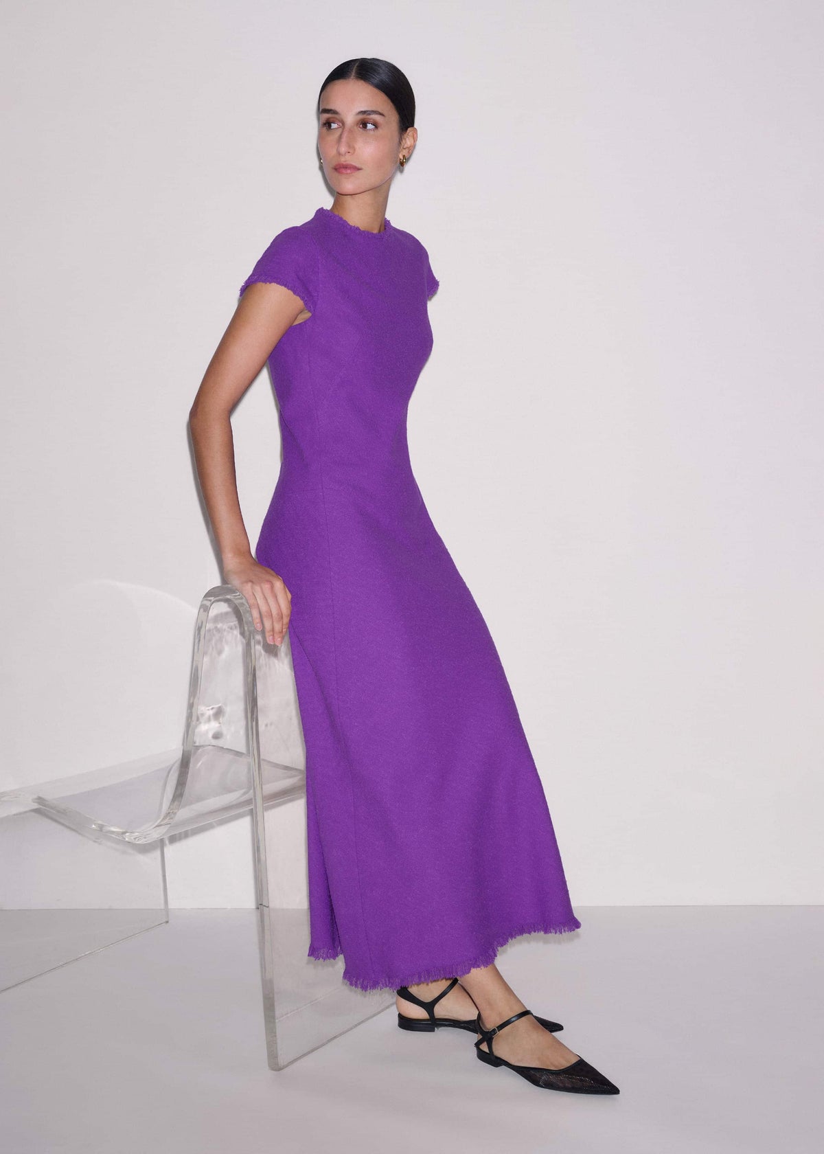 ME+EM Purple Bias Cut AM-PM Maxi Dress
