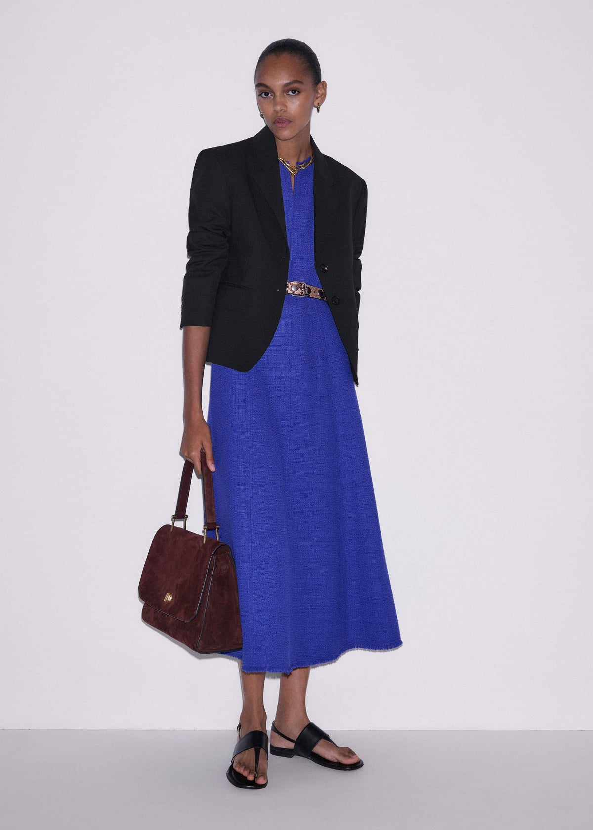 ME+EM Blue Desk-To-Dinner Fit And Flare Maxi Dress
