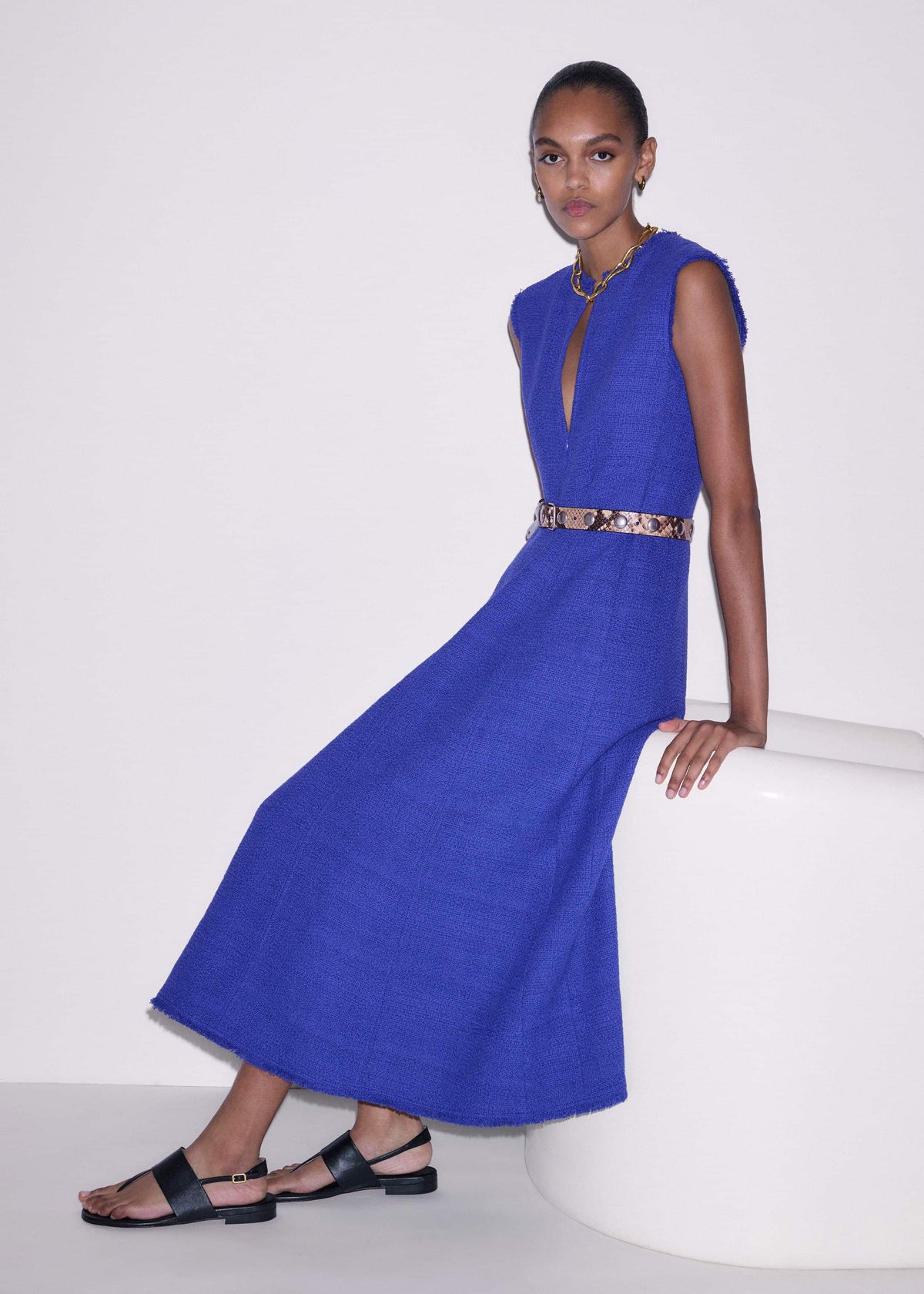 ME+EM Blue Desk-To-Dinner Fit And Flare Maxi Dress