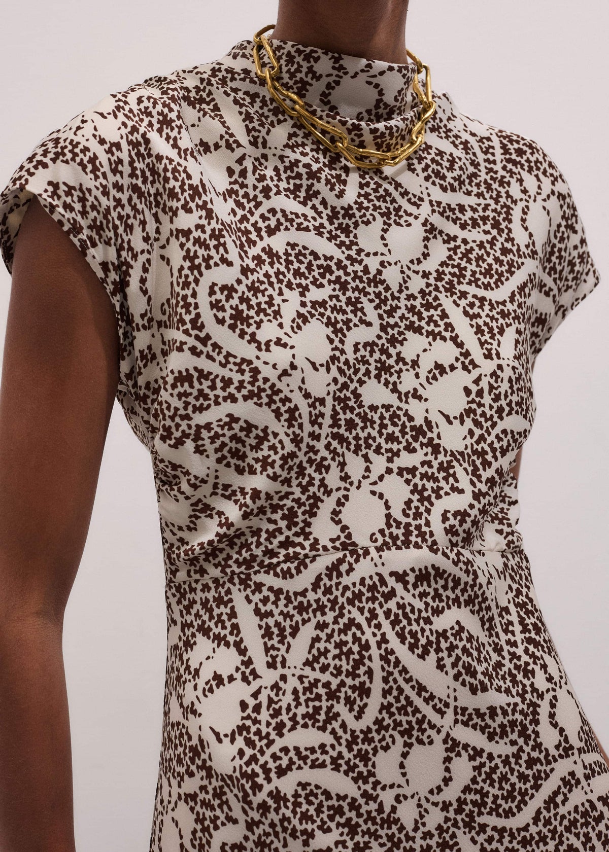 ME+EM Brown Speckled Bloom Print Bias Cut Maxi Dress
