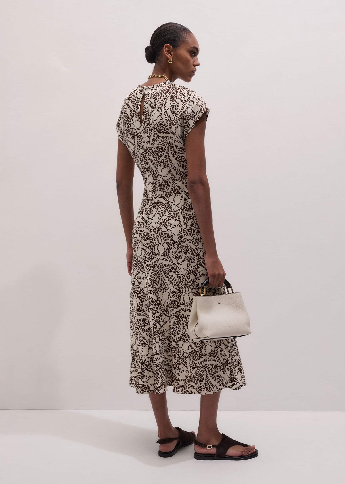ME+EM Brown Speckled Bloom Print Bias Cut Maxi Dress