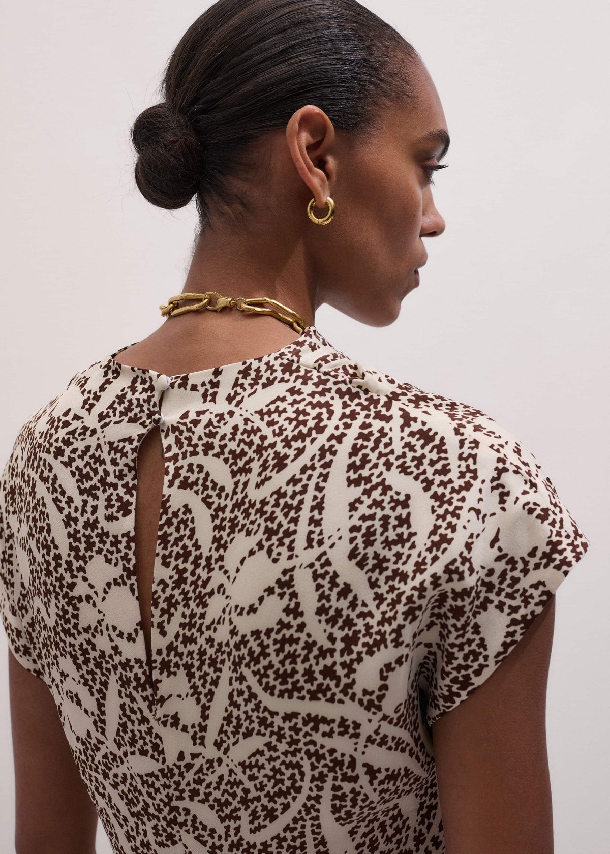 ME+EM Brown Speckled Bloom Print Bias Cut Maxi Dress
