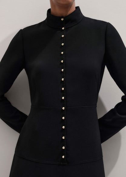 ME+EM Black A-Line Feature Button Maxi Dress