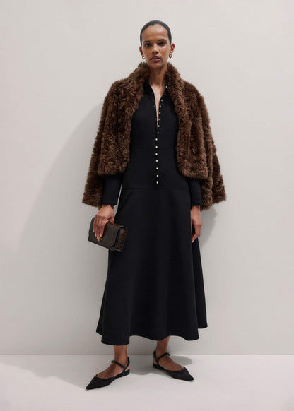 ME+EM Black A-Line Feature Button Maxi Dress