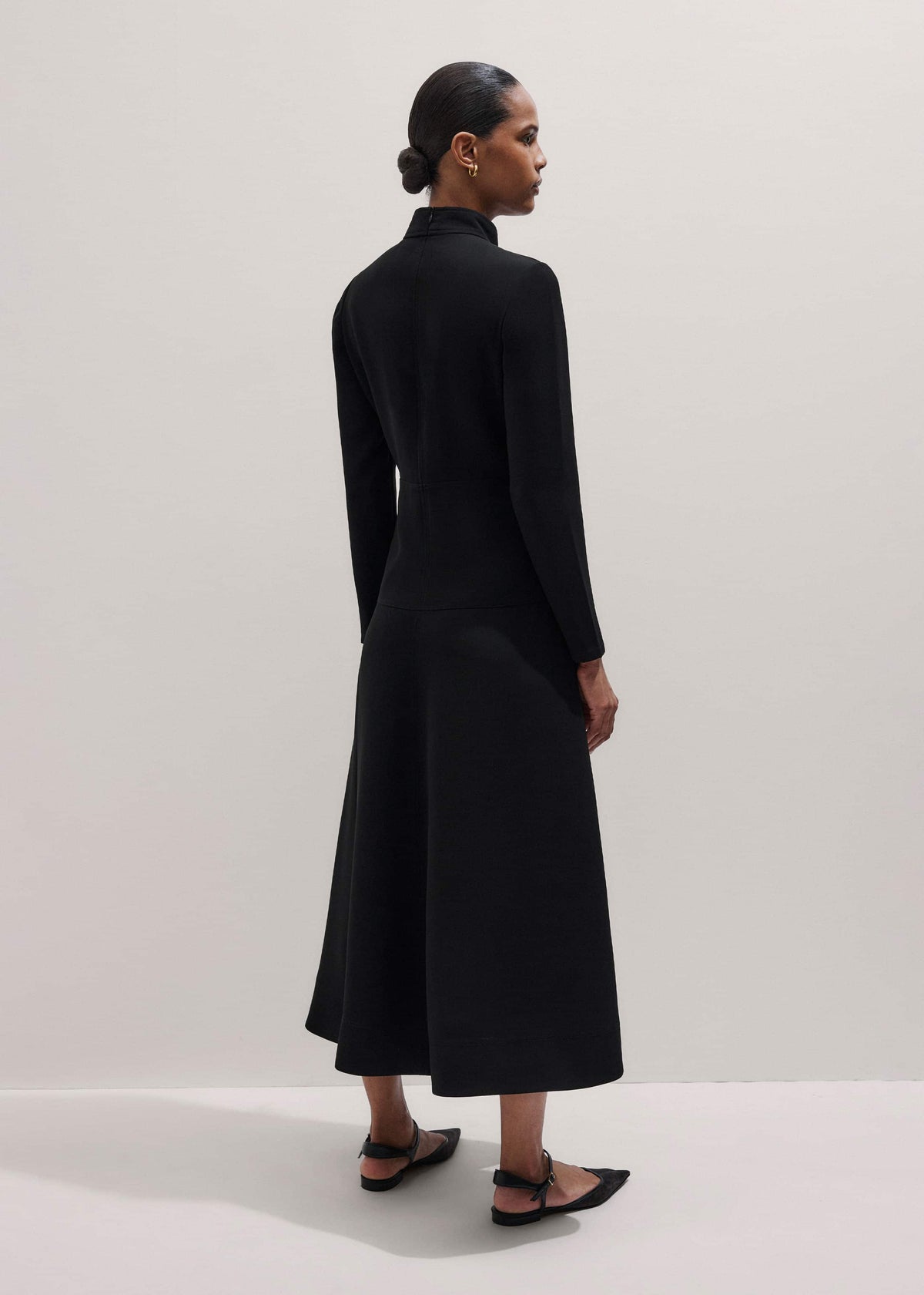 ME+EM Black A-Line Feature Button Maxi Dress