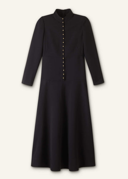 ME+EM Black A-Line Feature Button Maxi Dress