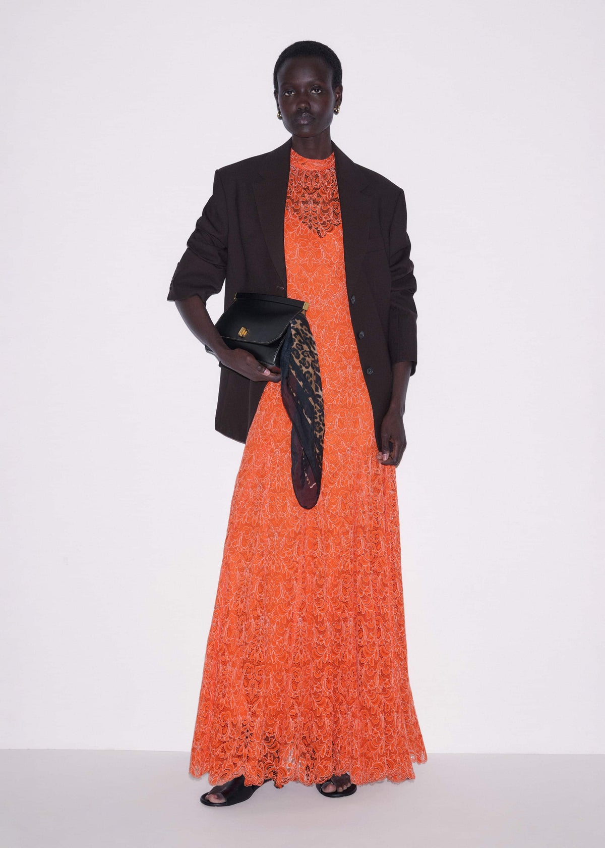 ME+EM Orange Two Tone Full Length Dress