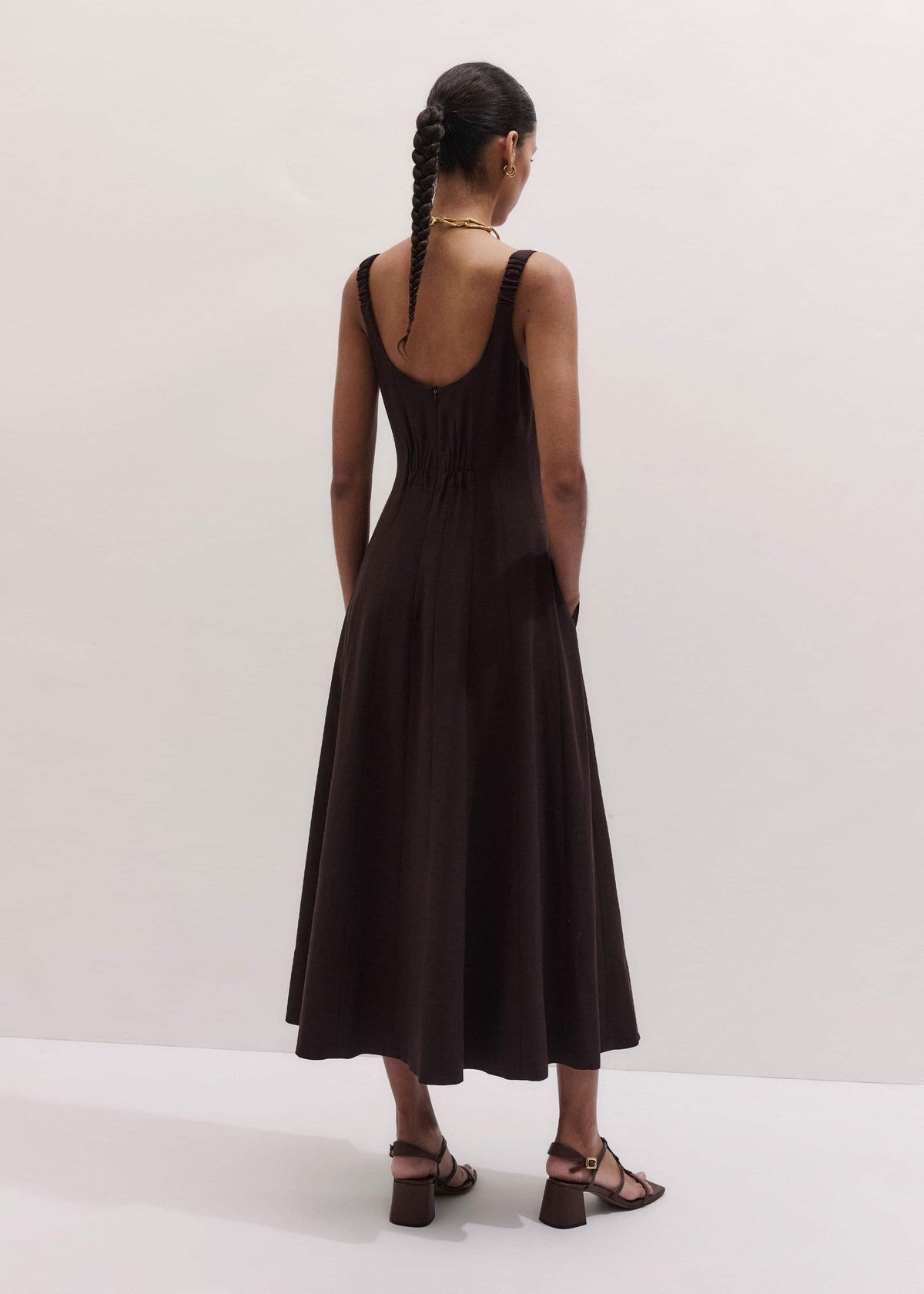ME+EM Red Contour Seam Fit + Flare Maxi Dress