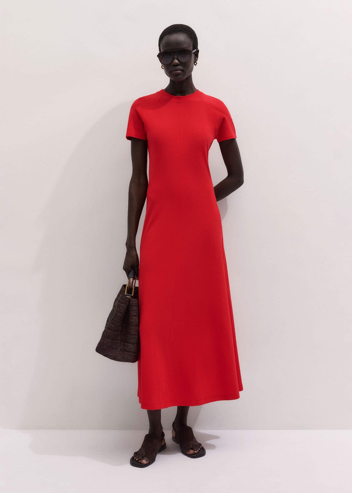 ME+EM Red Raglan Sleeve Maxi Dress