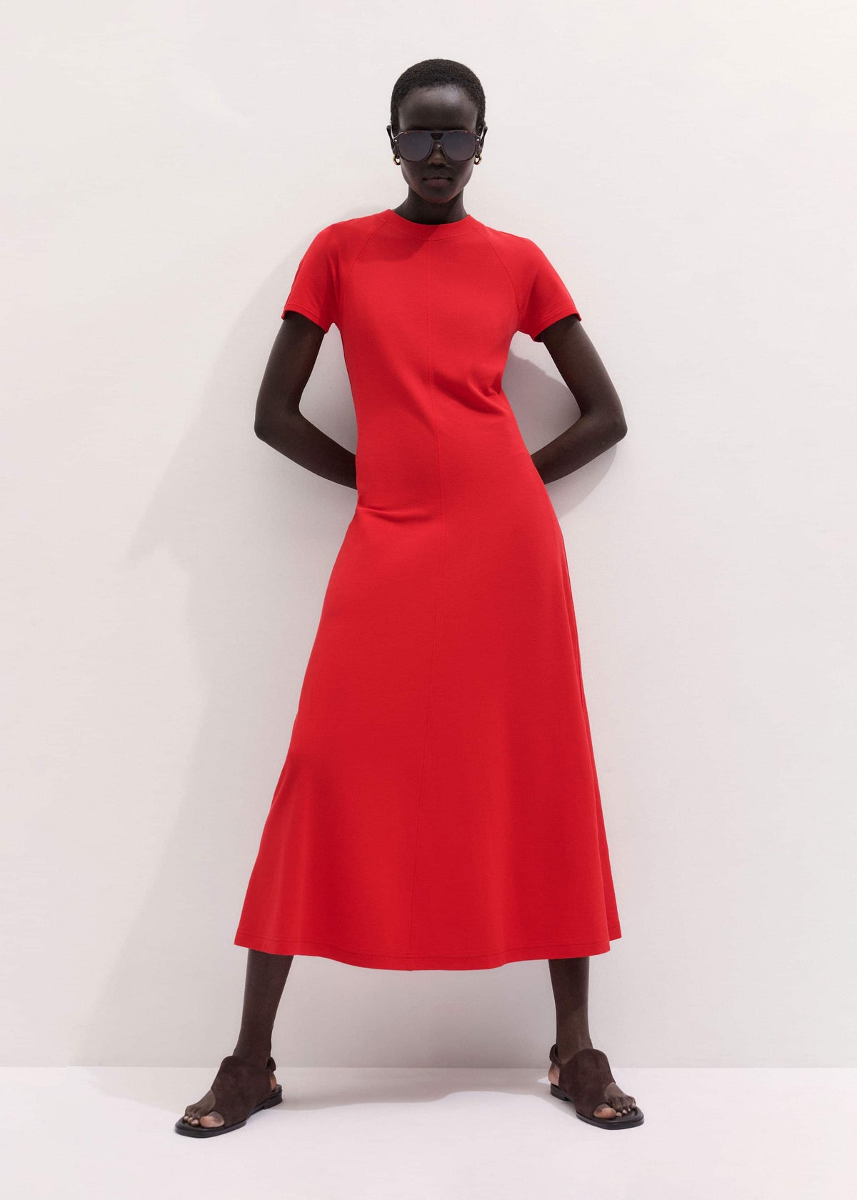 ME+EM Red Raglan Sleeve Maxi Dress