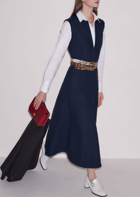 ME+EM Navy Desk-To-Dinner Fit + Flare Maxi Dress