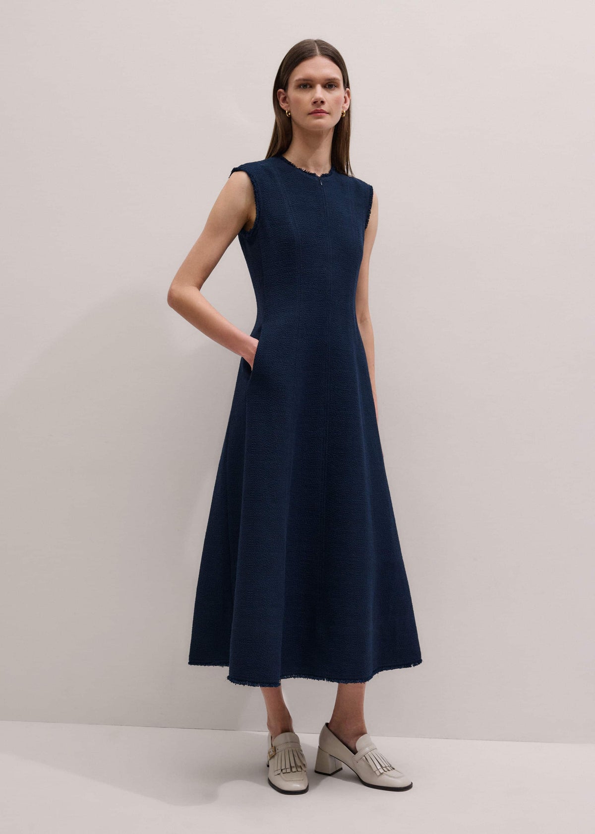 ME+EM Navy Desk-To-Dinner Fit + Flare Maxi Dress