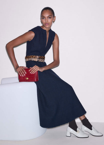 ME+EM Navy Desk-To-Dinner Fit + Flare Maxi Dress