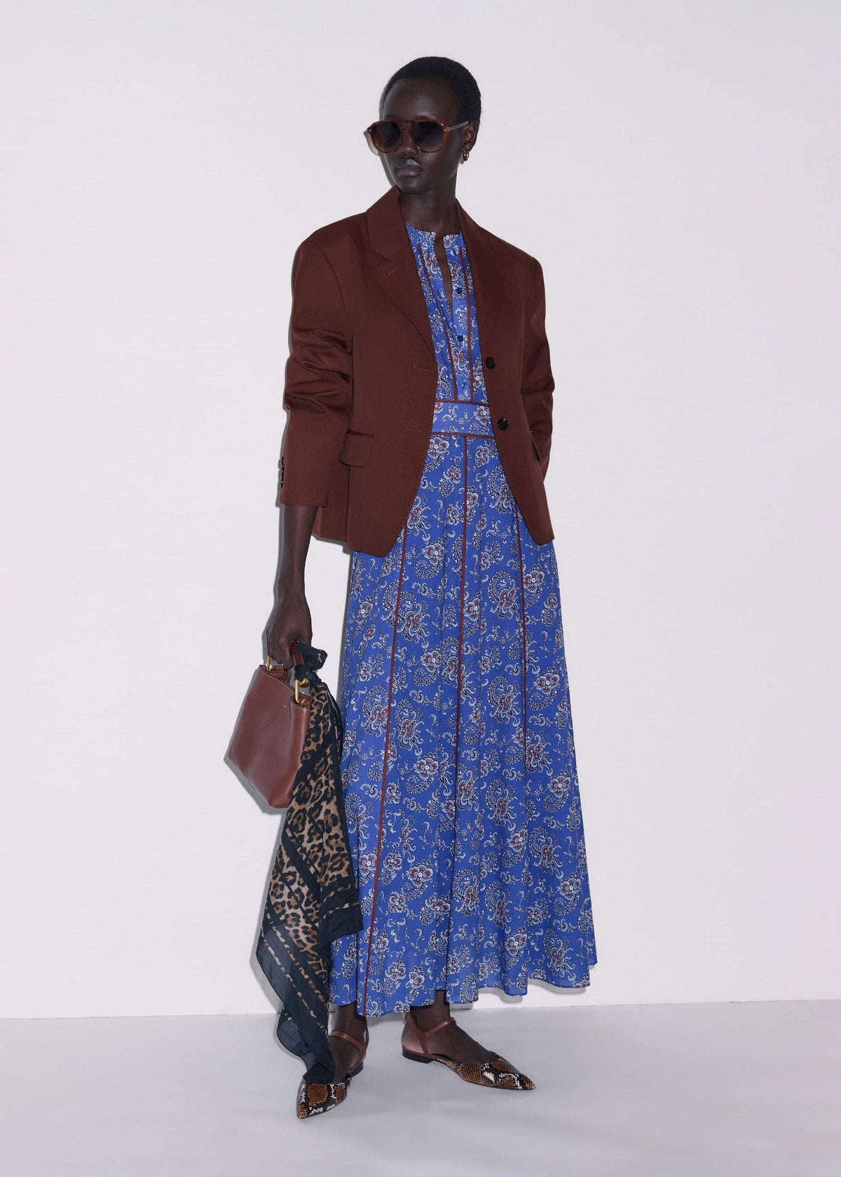 ME+EM Blue Fit + Flare Maxi Dress