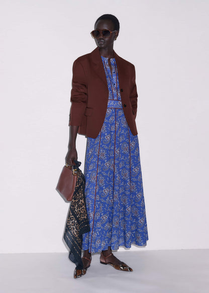 ME+EM Blue Fit + Flare Maxi Dress
