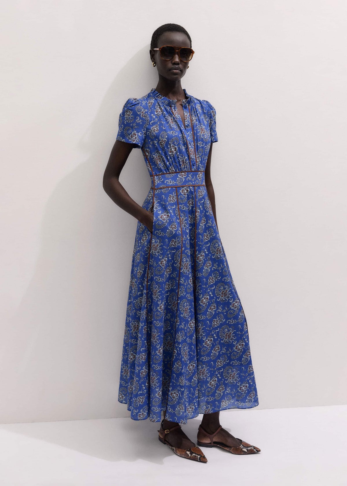 ME+EM Blue Fit + Flare Maxi Dress