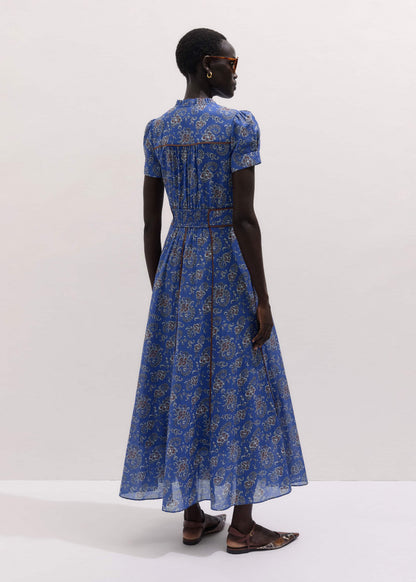 ME+EM Blue Fit + Flare Maxi Dress