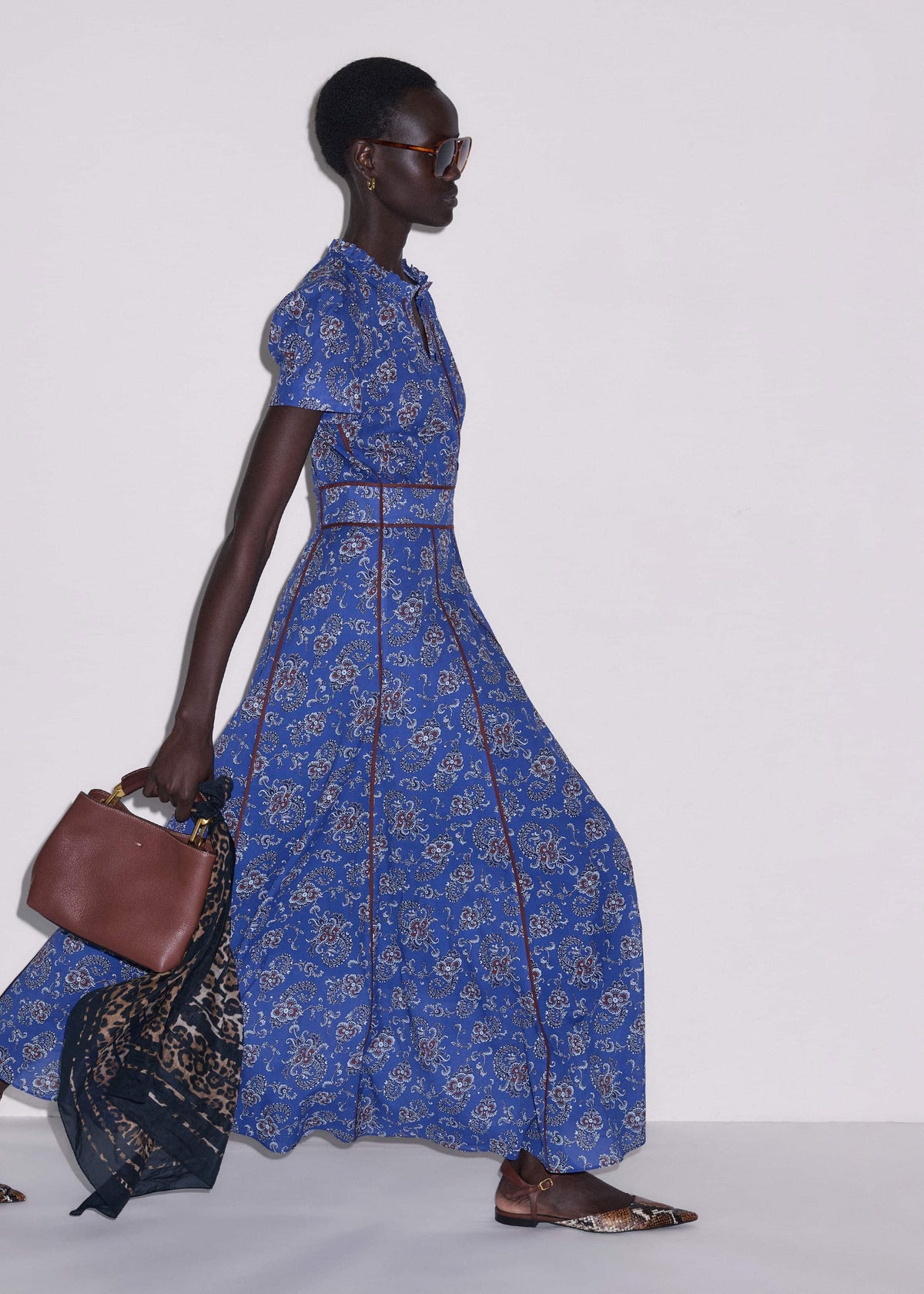 ME+EM Blue Fit + Flare Maxi Dress