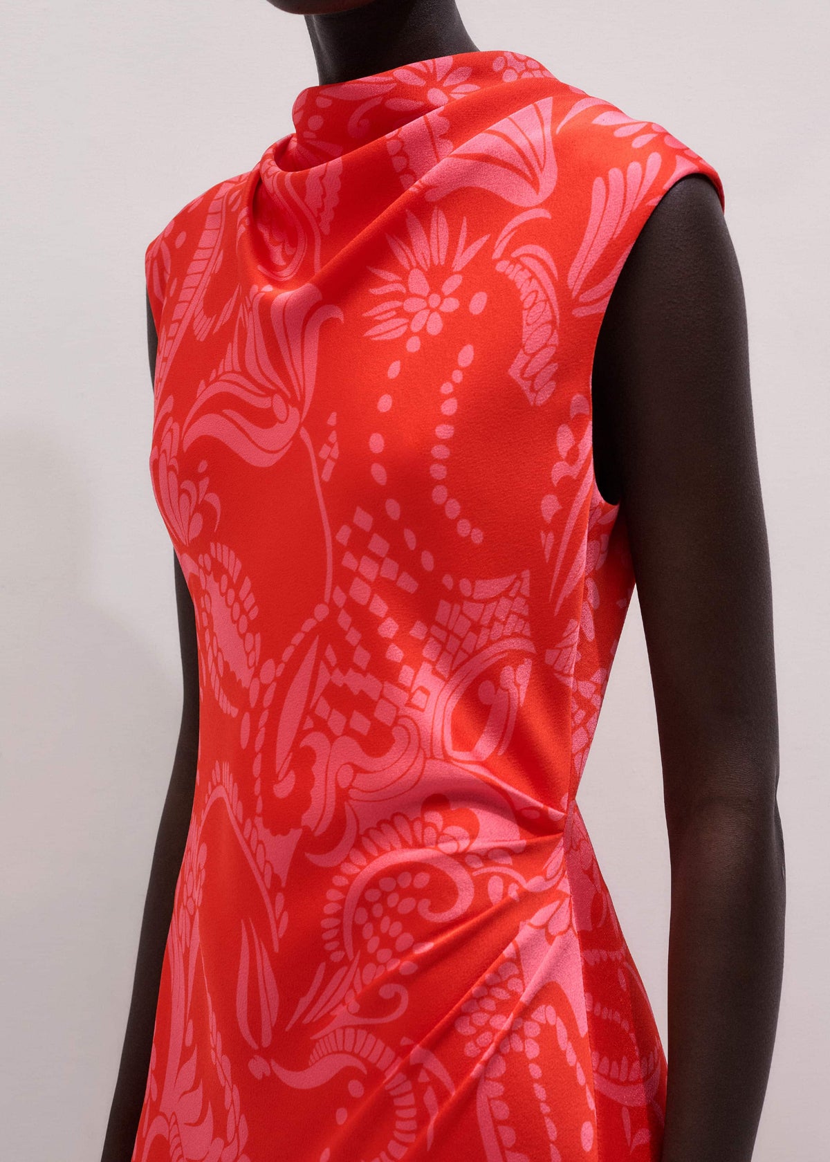 ME+EM Orange Stylised Silhouette Print Bias Cut Full Length Dress