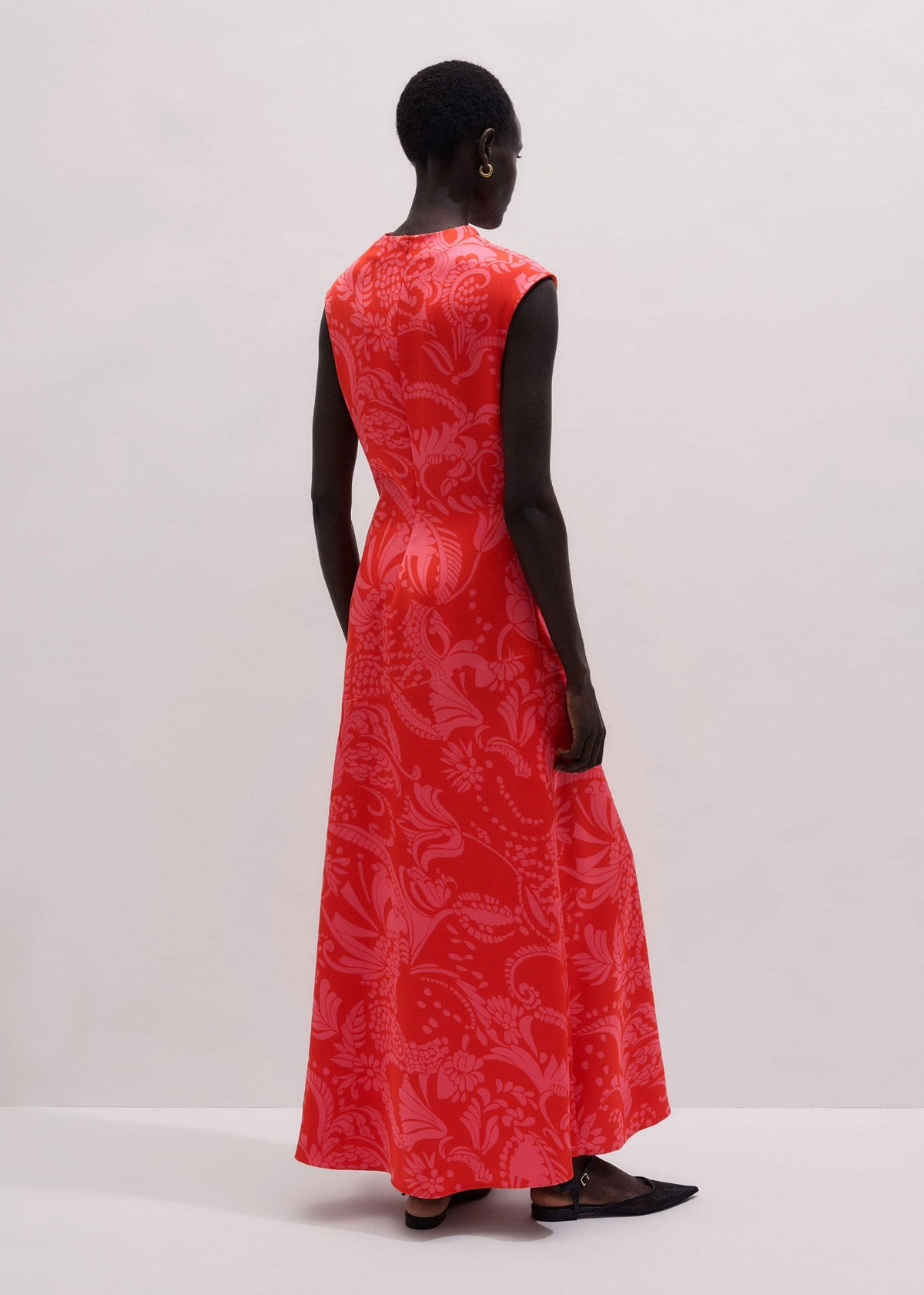 ME+EM Orange Stylised Silhouette Print Bias Cut Full Length Dress