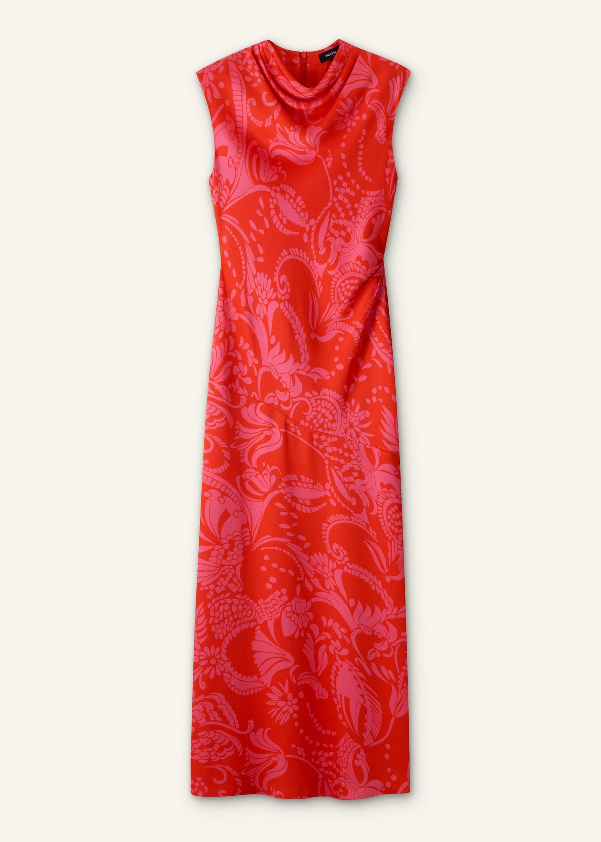 ME+EM Orange Stylised Silhouette Print Bias Cut Full Length Dress