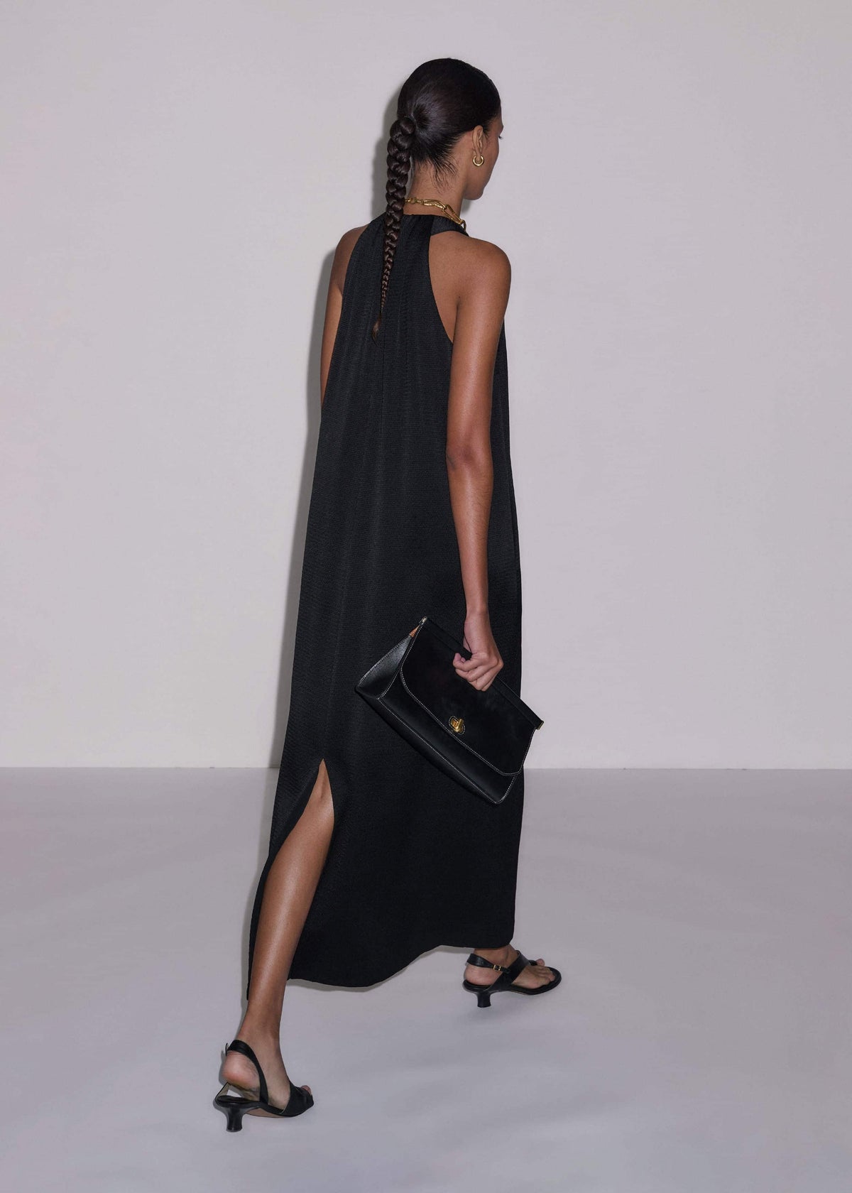 ME+EM Black Halterneck Maxi Dress