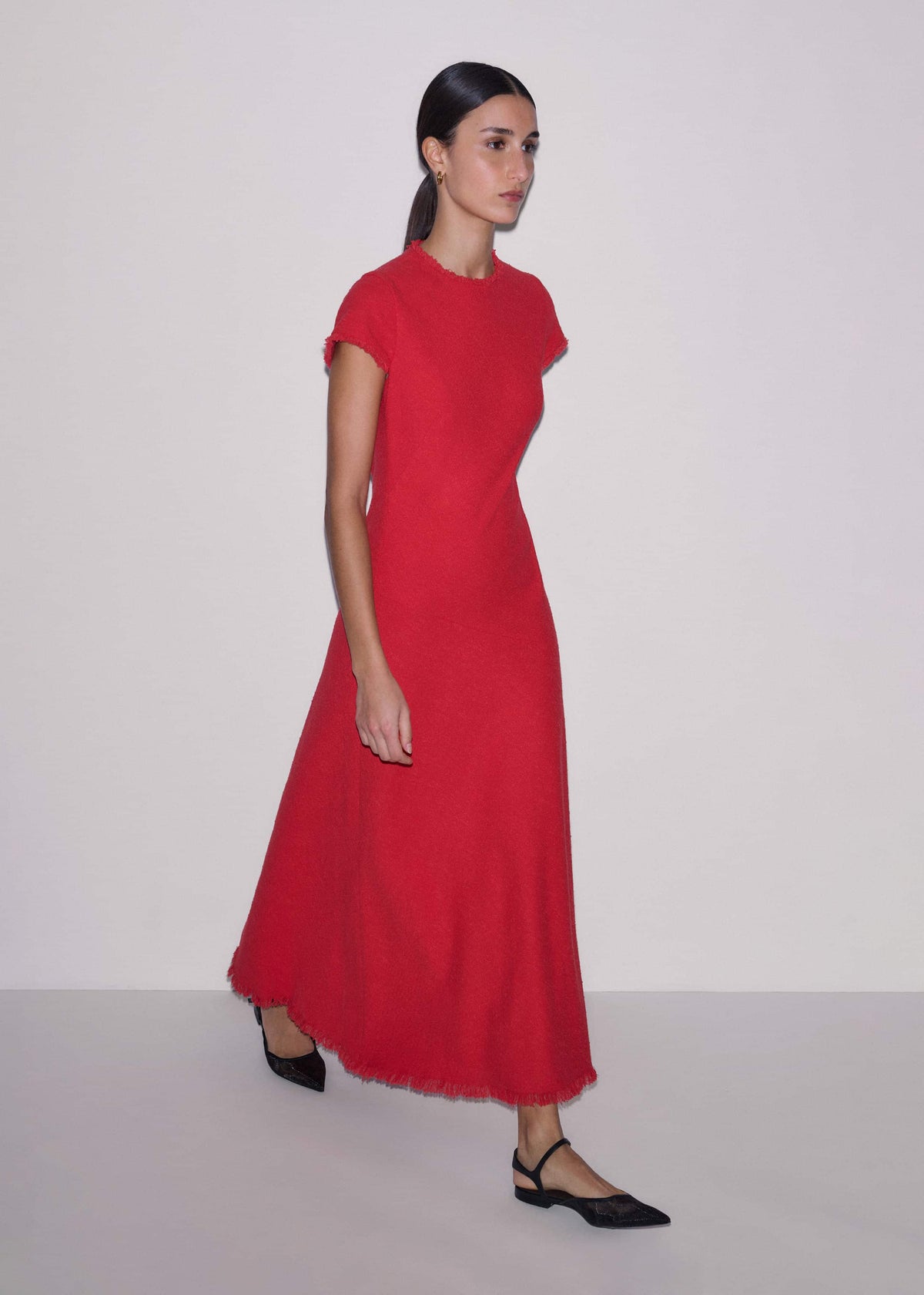 ME+EM Red Bias Cut AM-PM Maxi Dress