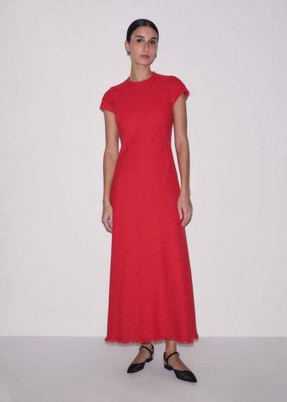 ME+EM Red Bias Cut AM-PM Maxi Dress