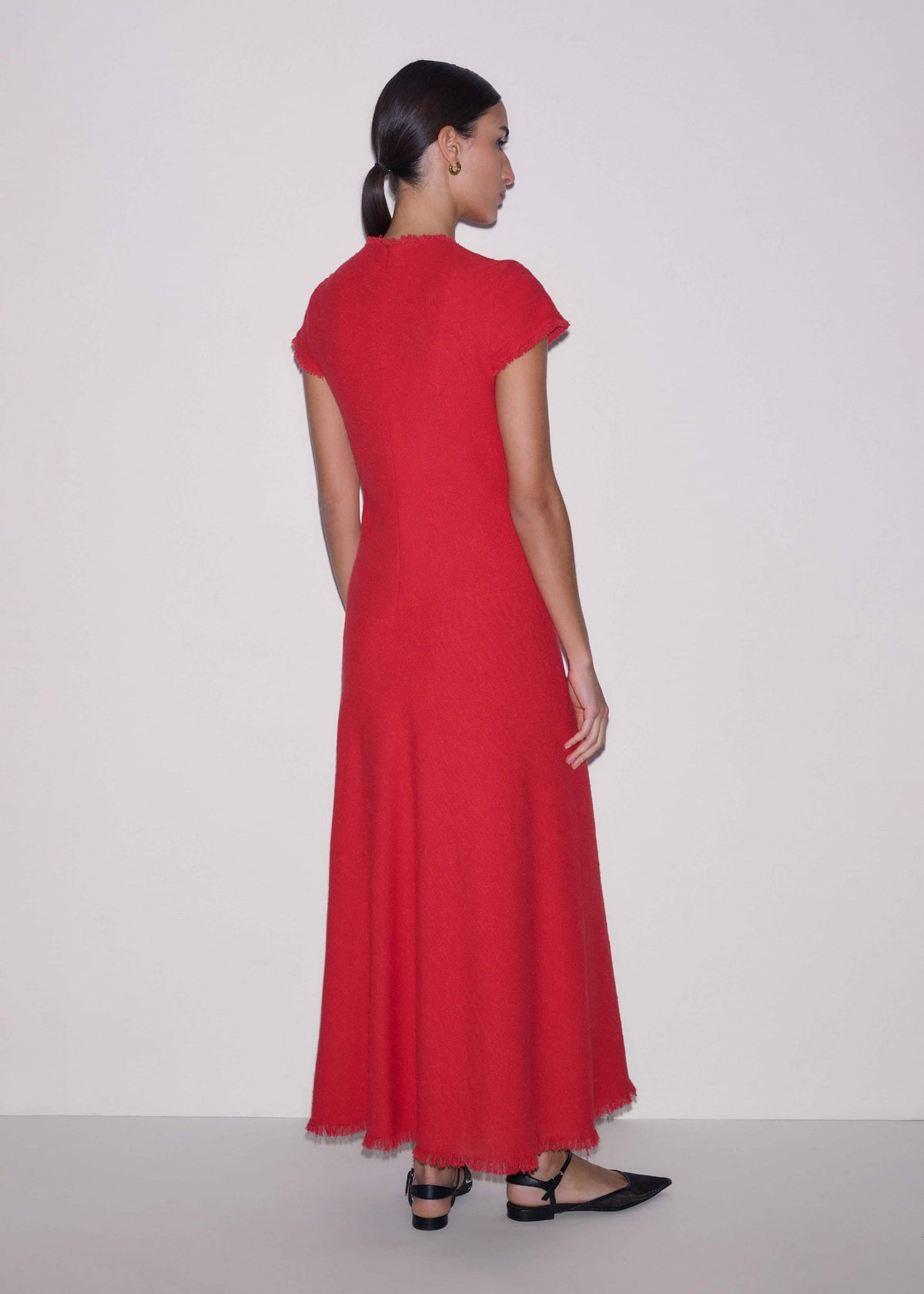 ME+EM Red Bias Cut AM-PM Maxi Dress