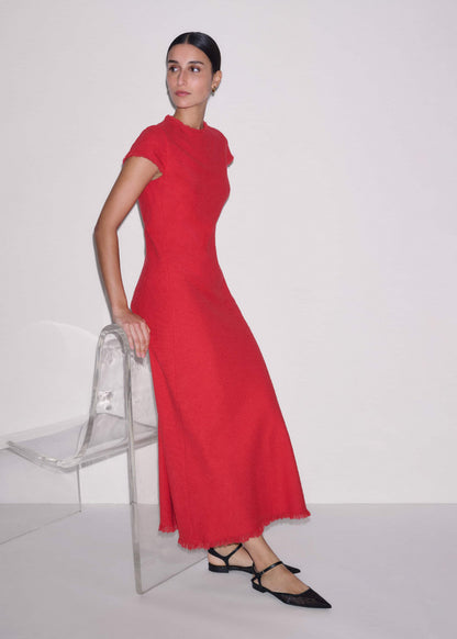 ME+EM Red Bias Cut AM-PM Maxi Dress