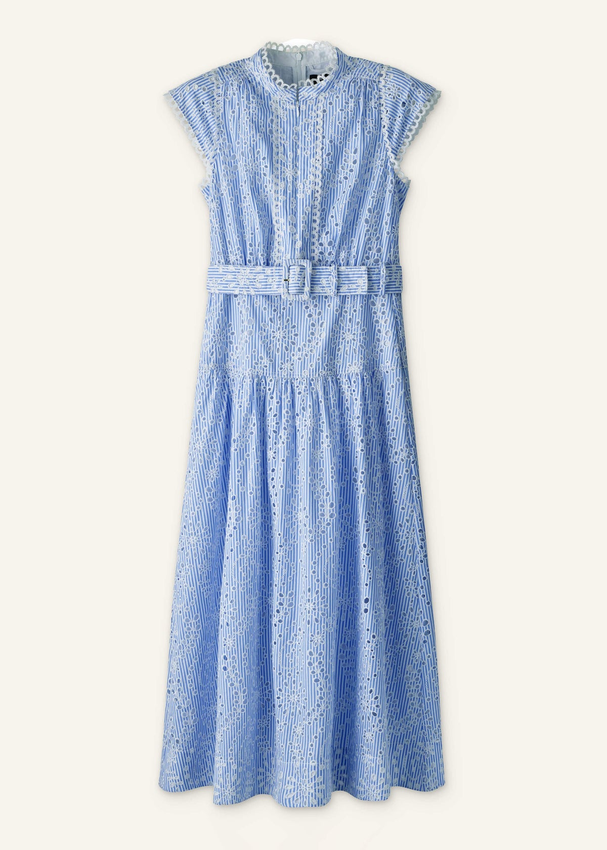 ME+EM Blue Broderie Anglaise Fit + Flare Maxi Dress