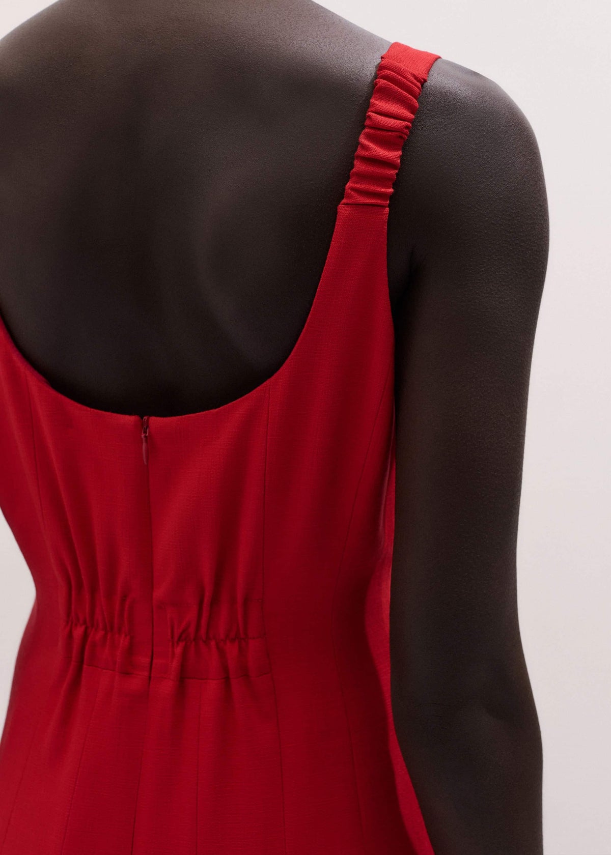 ME+EM Red Contour Seam Fit + Flare Maxi Dress